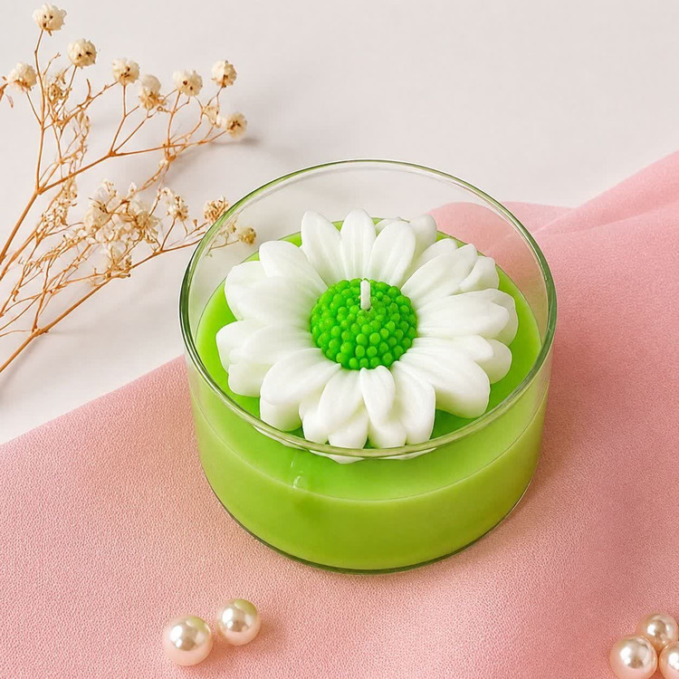 شمع دکوراتیو گل بابونه در رنگبندی متنوع
